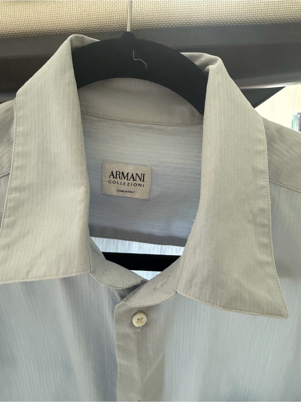 Armani Collezioni Men's Pale Gray blue Pinstripe Dress Shirt